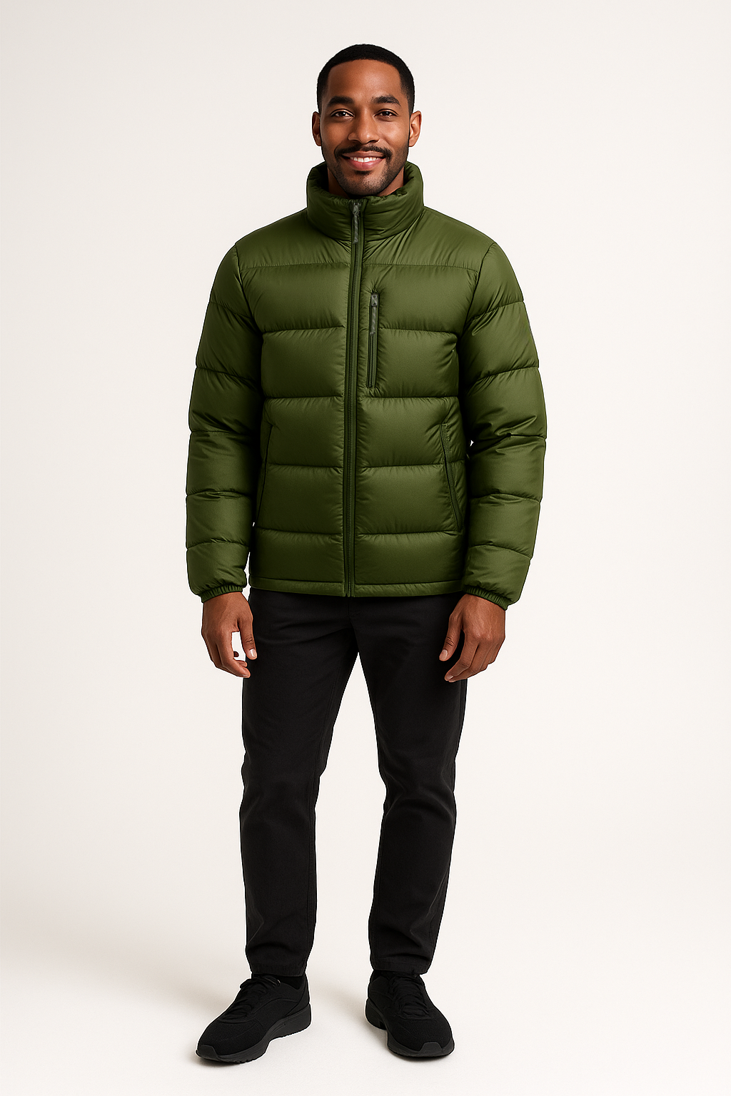 AI-generated model scene — Green Jacket